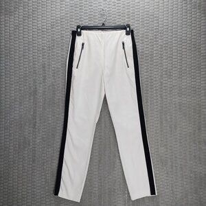 Rag N Bone Simone Pants-High Rise-Cigarette-White with Black Stripe-Sz 6